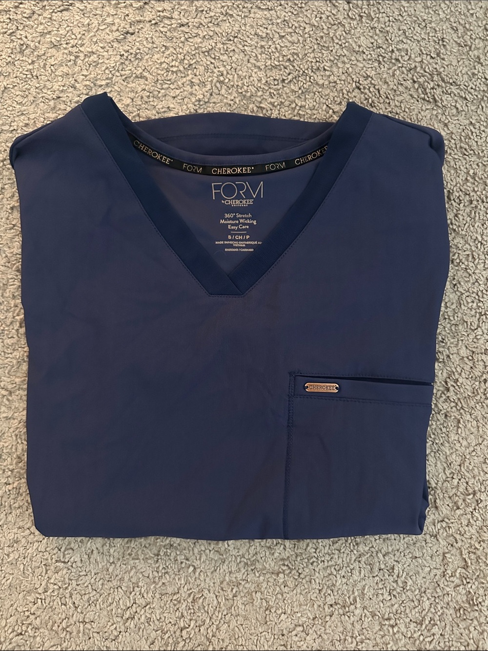 Cherokee Navy V-Neck Medical Scrub Top